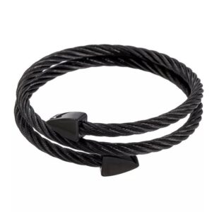 Minimalist Titanium Steel Cable Wire Bracelet - Modern Adjustable Open Cuff for Men & Women